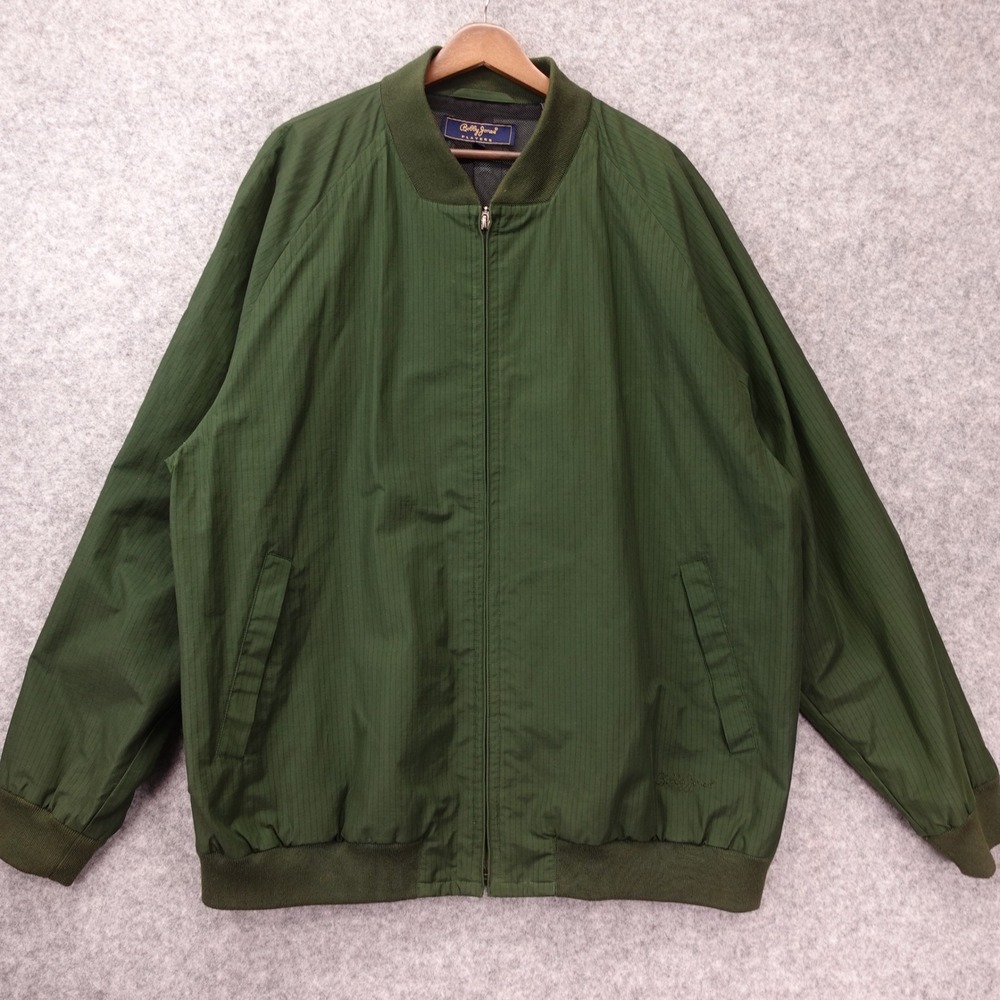 Bobby Jones Mens Bomber Jacket XL Green Full Zip Harrington Golf Players Tech
